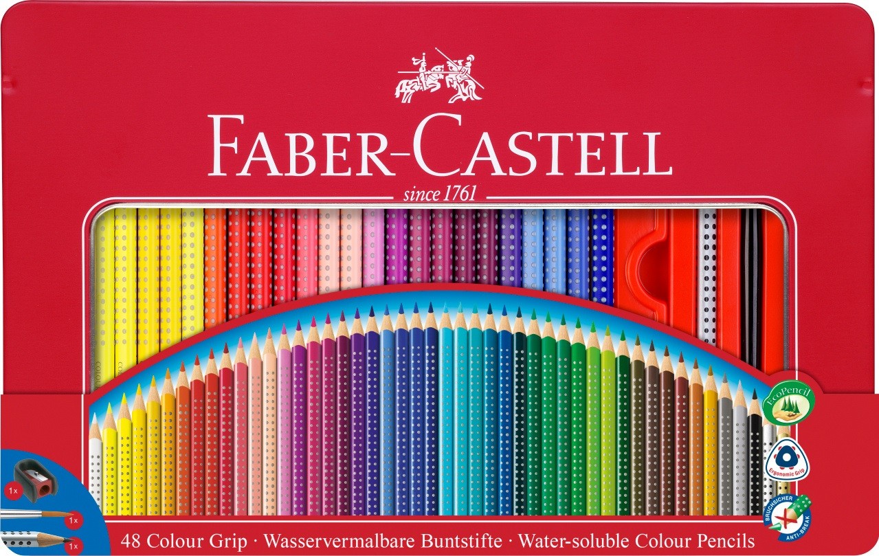 Олівці 48 кол. акварельні GRIP2001 тригранні+ аксес, 112448 Faber-Castell