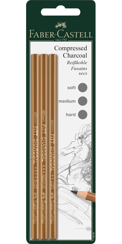 Набір олівців графітних Charcoal 3 шт., 119999, Faber-Castell