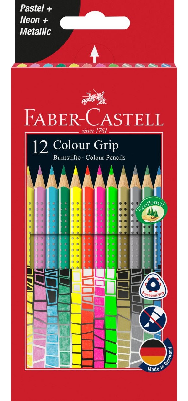 Набір олівців кольорових 12 кол. "GRIP" в картон. коробці, 201569 Faber-Castell