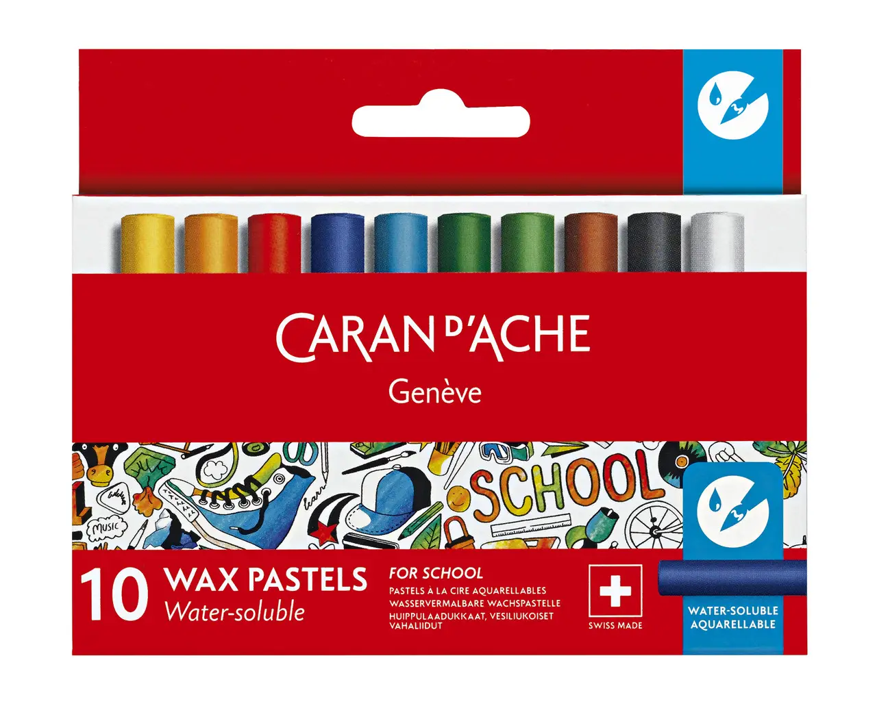 Пастель воскова акварельна 10 кол. Caran d`Ache School Line карт. бокс, 7502.710