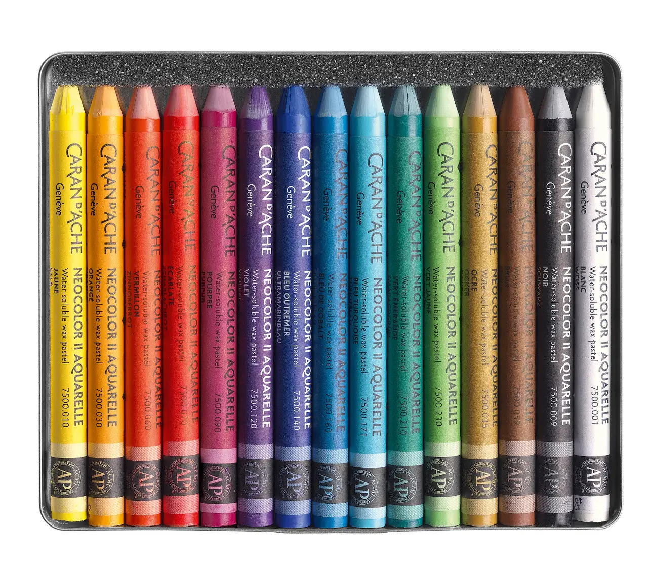 Пастель воскова акварельна 15 кол. Caran d`Ache Neocolor II мет. бокс, 7500.315 3