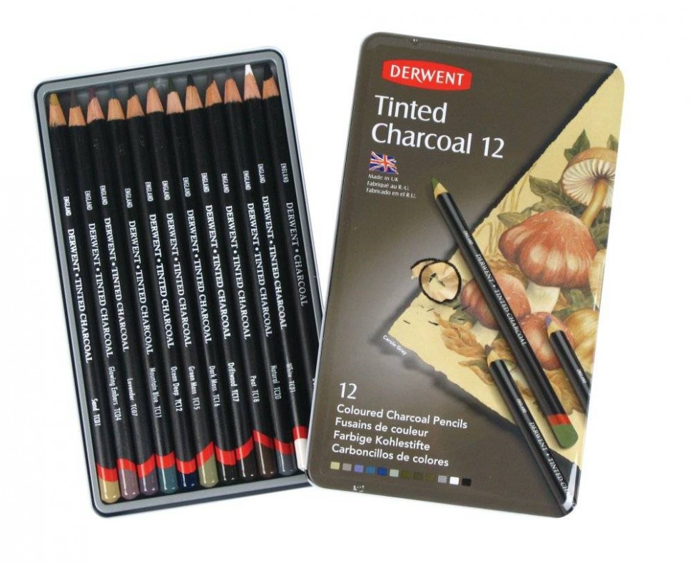 Набор карандашей угольных "Tinted Charcoal", 12 цв., Derwent 2301690 2