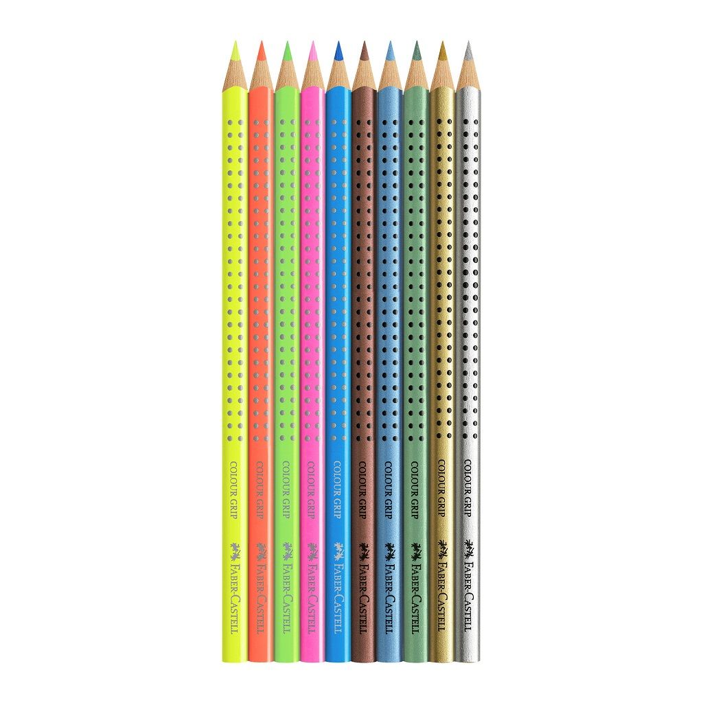 Набор карандашей 10 цв. Grip (5 неон+5 металл.), 201643 Faber-Castell 1