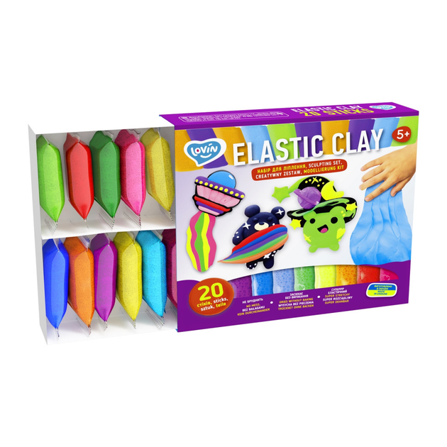 Набір для ліплення з повітряним пластиліном "Elastic Clay" TM Lovin, 20 стіків, 70140 1