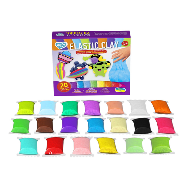 Набір для ліплення з повітряним пластиліном "Elastic Clay" TM Lovin, 20 стіків, 70140 2