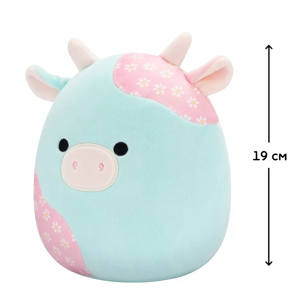 Мягкая игрушка SQUISHMALLOWS - МЯТНАЯ ПАСТЕЛЬНАЯ КОРОВКА, 19 см, SQER01209 1