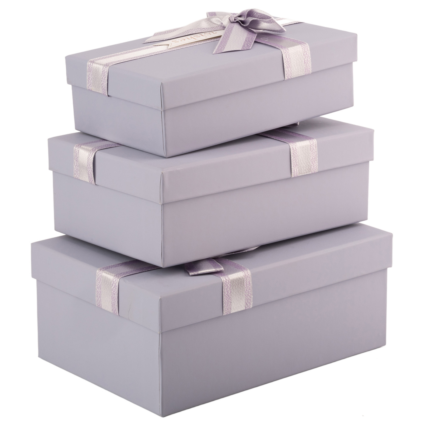 Подарочная коробка прямоугольная, серебряная "Wishes" с бантом, 19*12*6,5 см, 1235184511 2