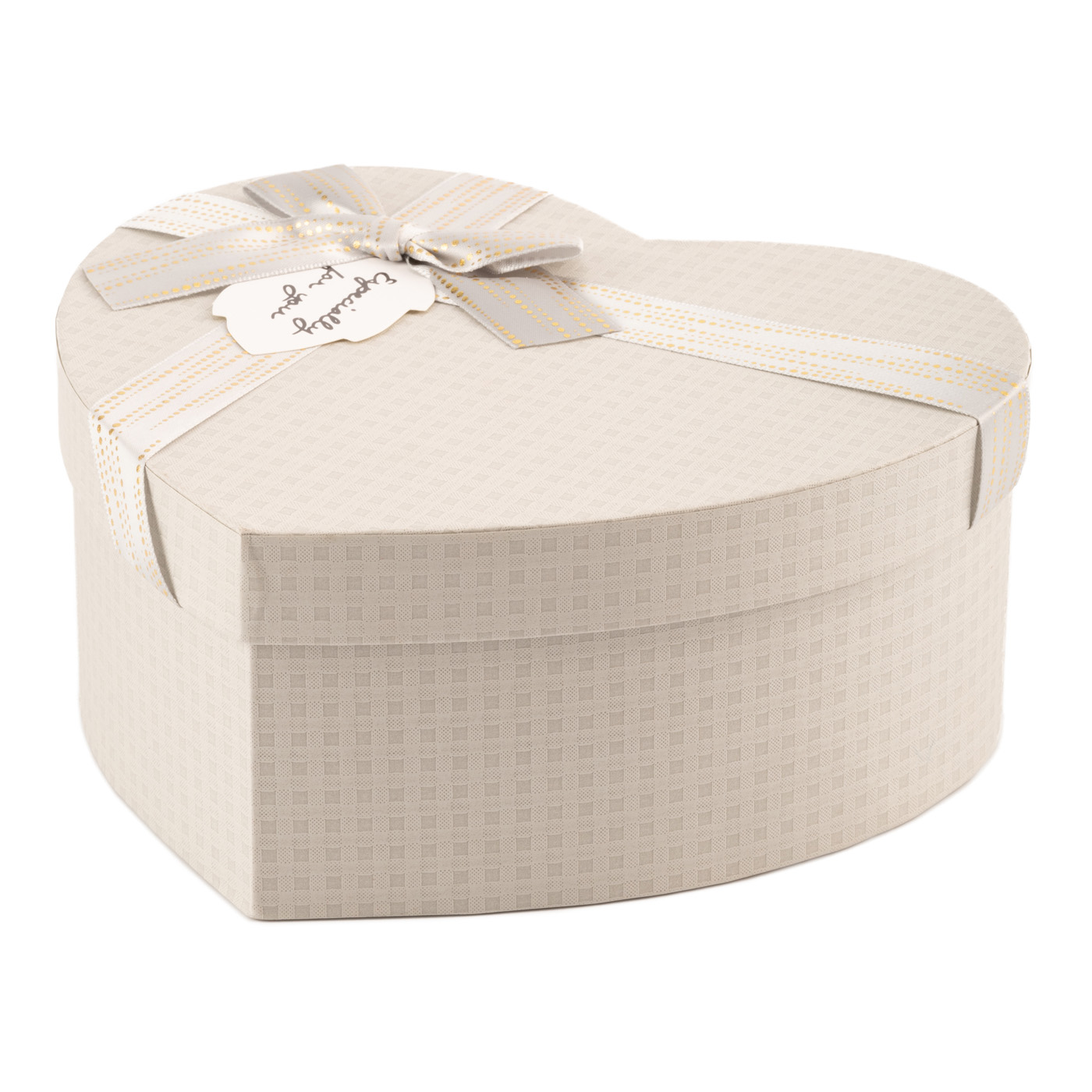Подарункова коробка у вигляді серця, сіра "For you" з бантом, 16*14*6 см, 270376451