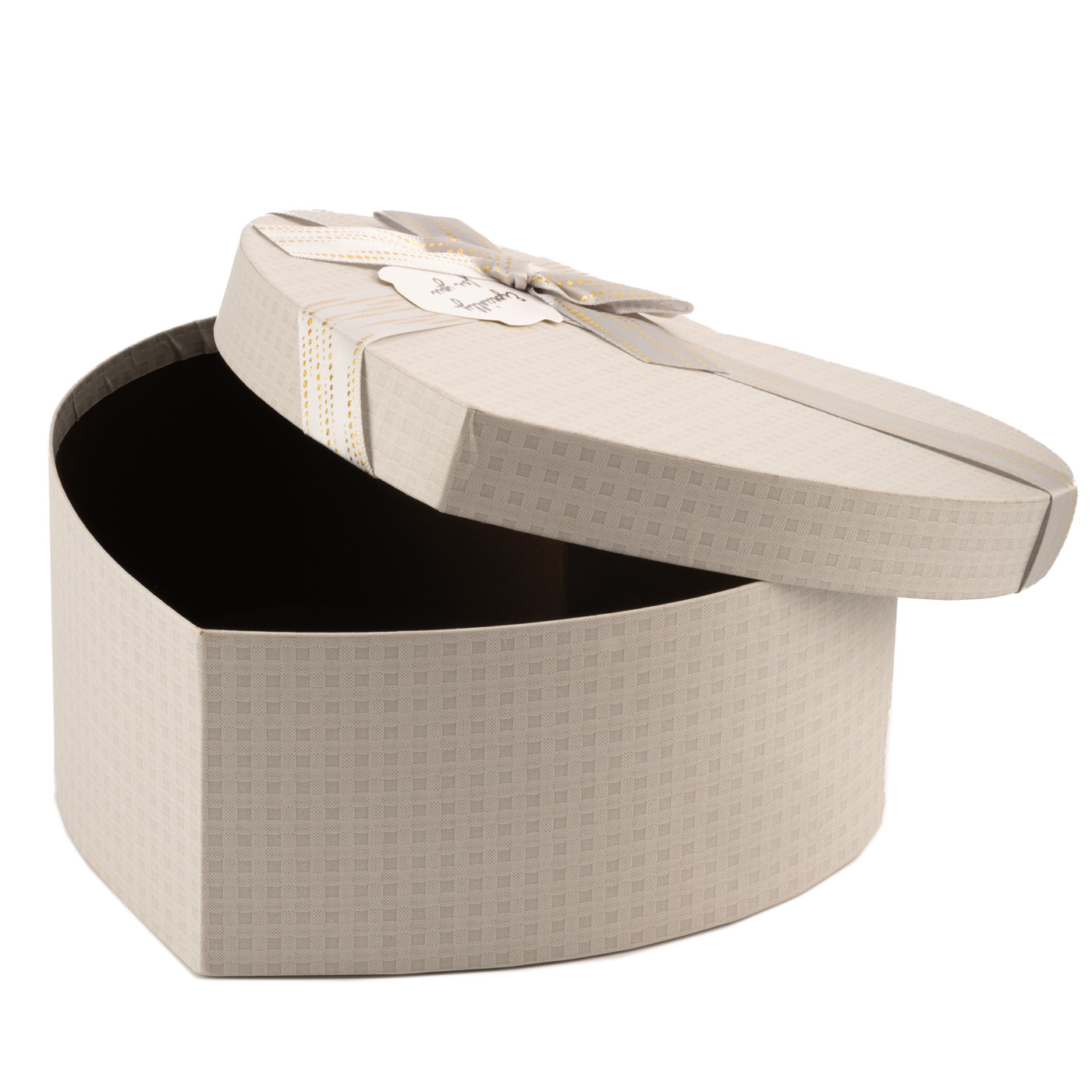 Подарочная коробка в виде сердца, серая "For you" с бантом, 22*20*9 см, 270376453 1