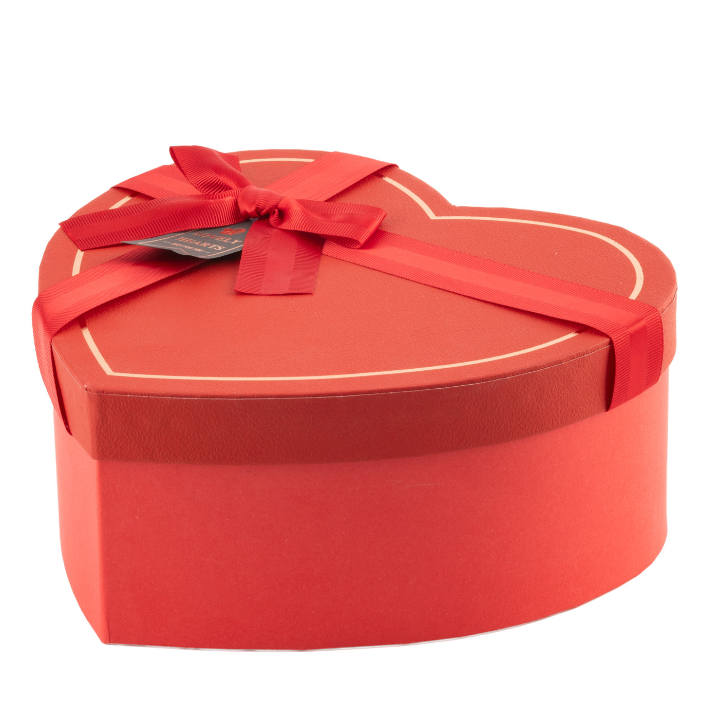 Подарункова коробка у вигляді серця, червона з бантом "Lovery hearts", 22*20*9 cм, 270388403