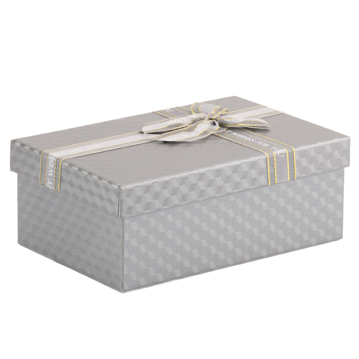 Подарункова коробка прямокутна, сіра з бантом, 21*14*8 см, 1235077512