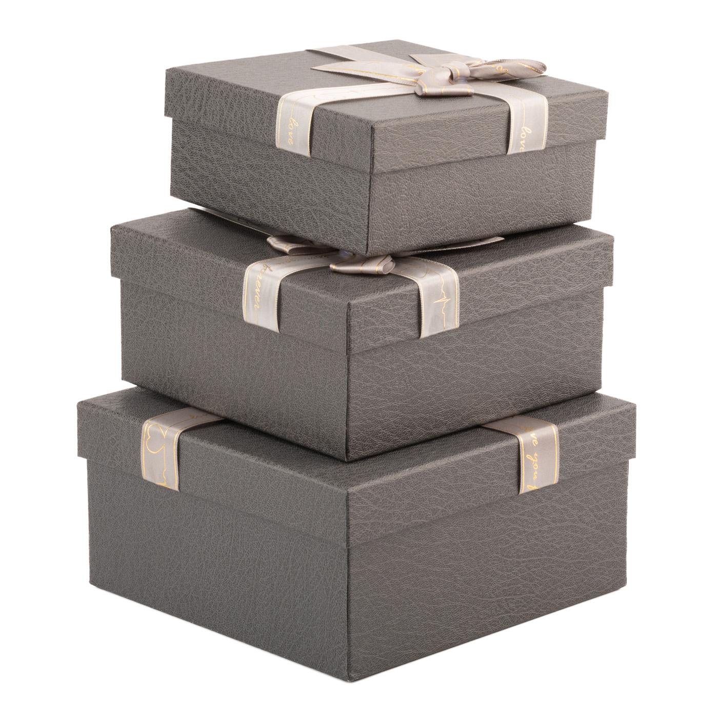 Подарункова коробка квадратна, "Gray" з бантом, 15*15*6,5 cм, 150392671 2