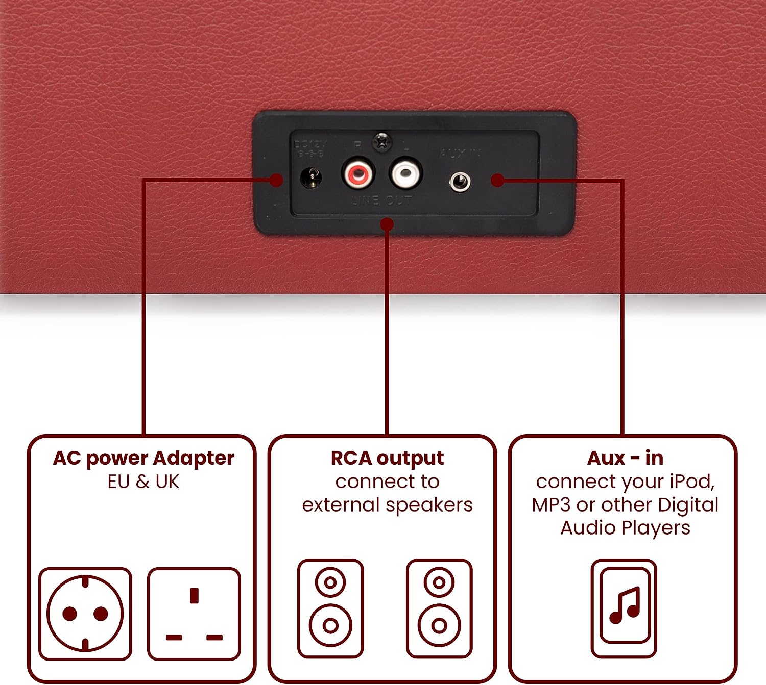Вініловий програвач Crosley Voyager Burgundy 5