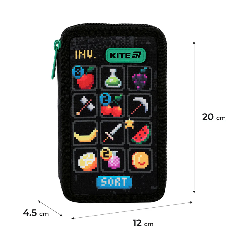Пенал Kite 2 від., без наповнення 623 Pixel Game, K25-623-2 2