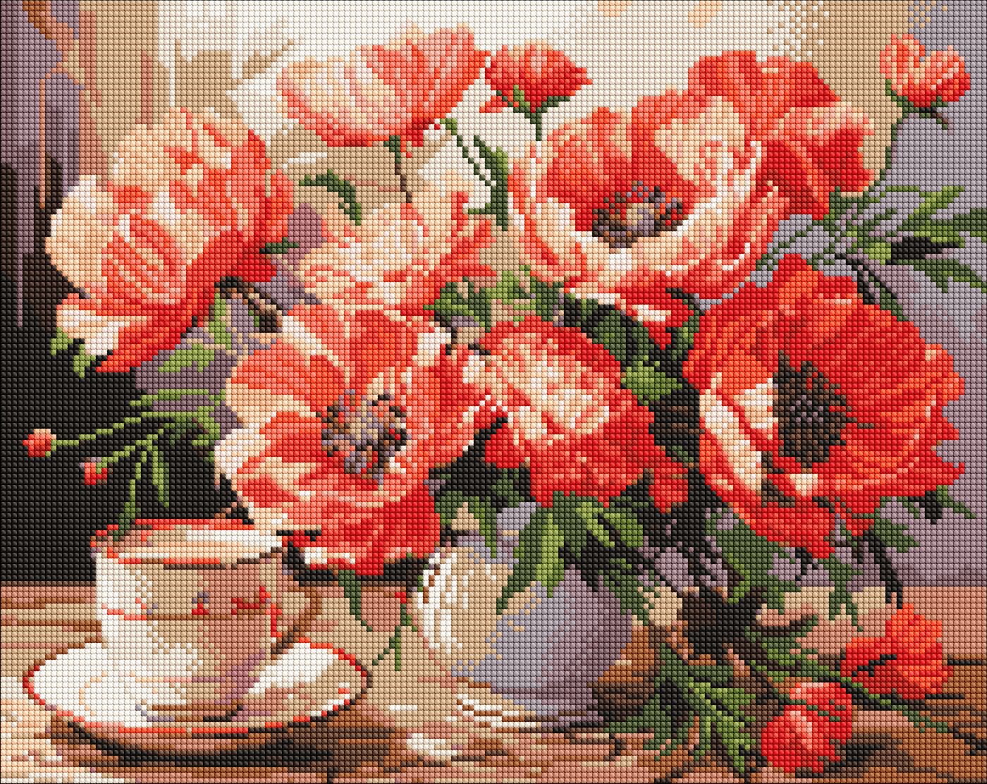 Алмазная мозаика "Букет с маками" 40*50 см, AMO7988, ТМ "Ideyka"