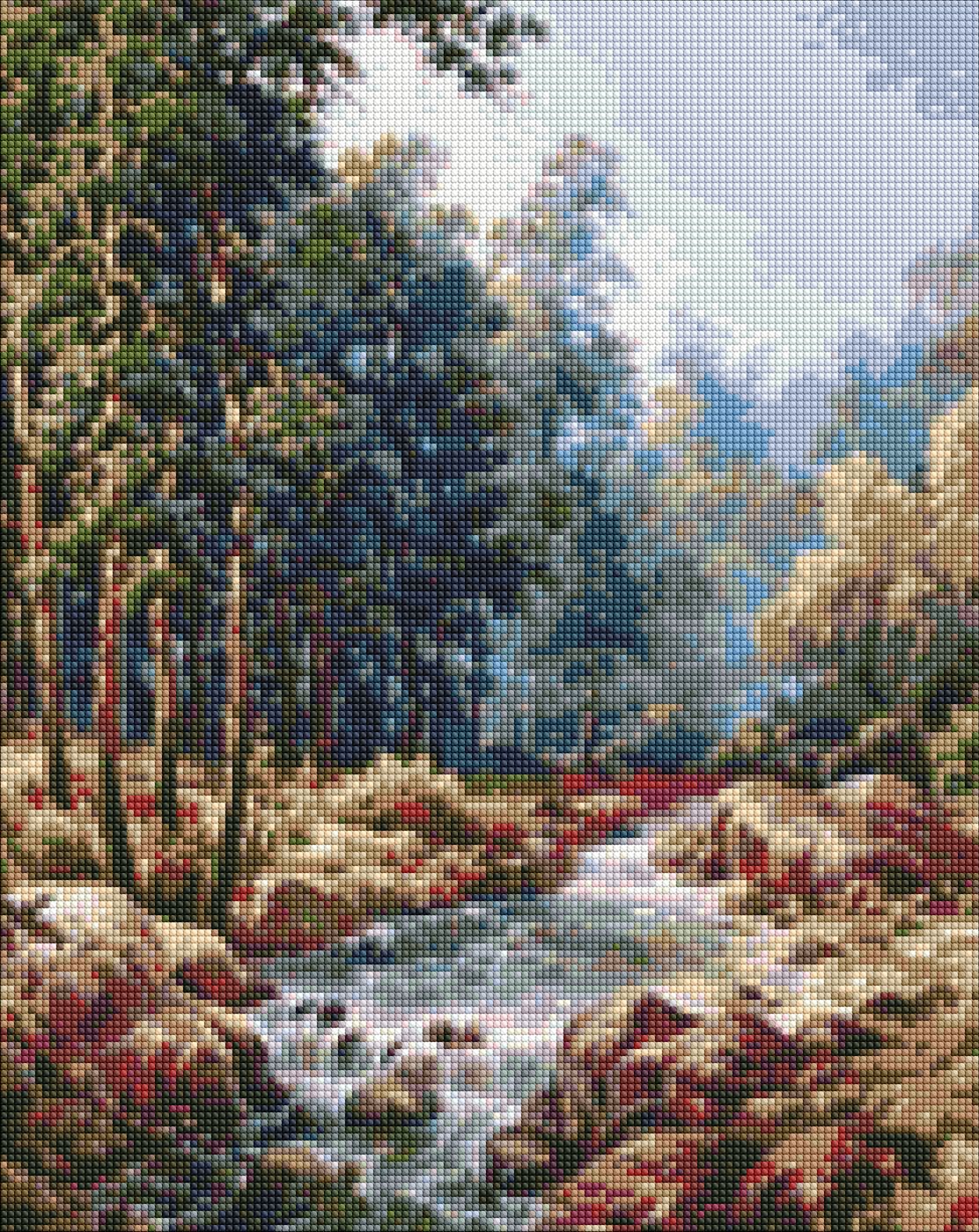 Алмазная мозаика "Карпатский водопад" 40*50 см, AMO7333 ТМ "Ідейка"