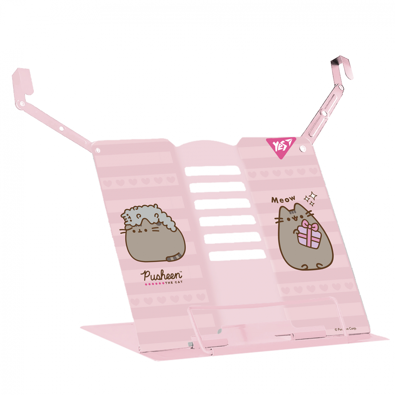 Подставка для книг с дополнительными фиксаторами "Pusheen", металл, розовая, 470519 Yes
