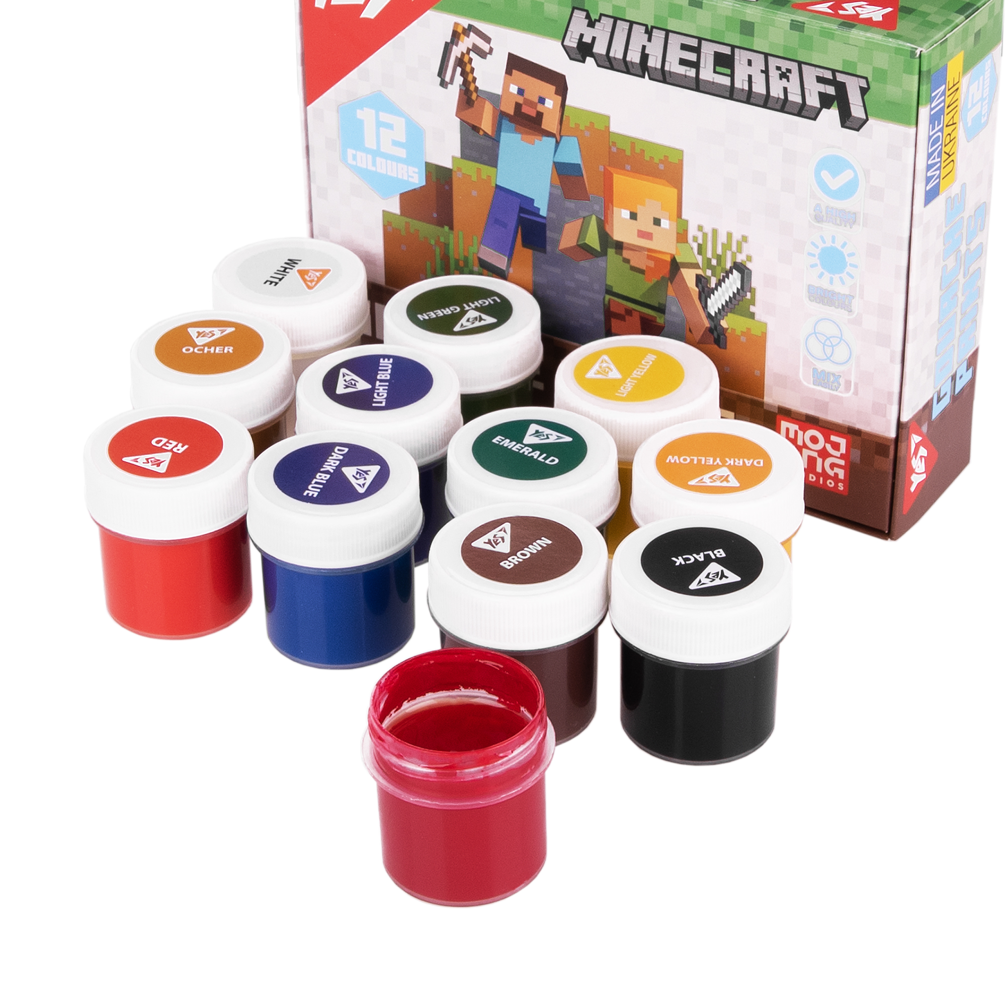 Фарби гуашеві Yes "Minecraft" 12 кол., 20 мл, 230407 2