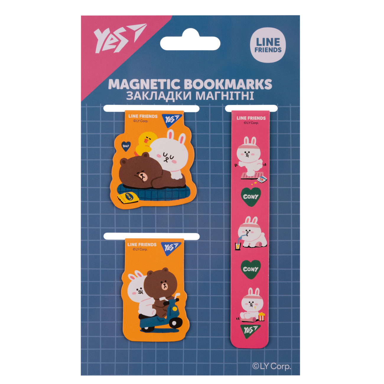 Закладки магнітні Yes "Line Friends" 3 шт, 708357