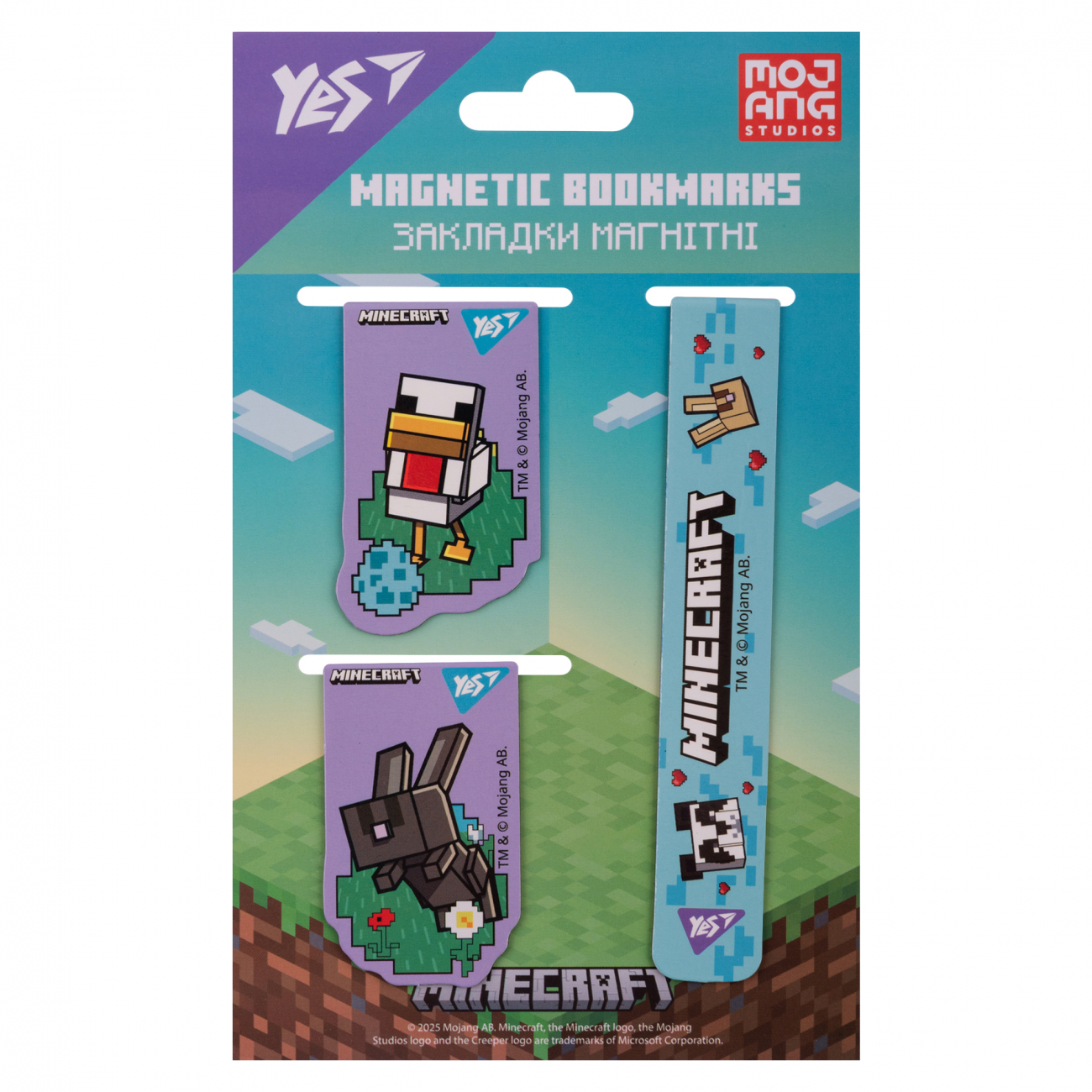 Закладки магнітні Yes "Minecraft. Spring" 3 шт, блакитні, 708344