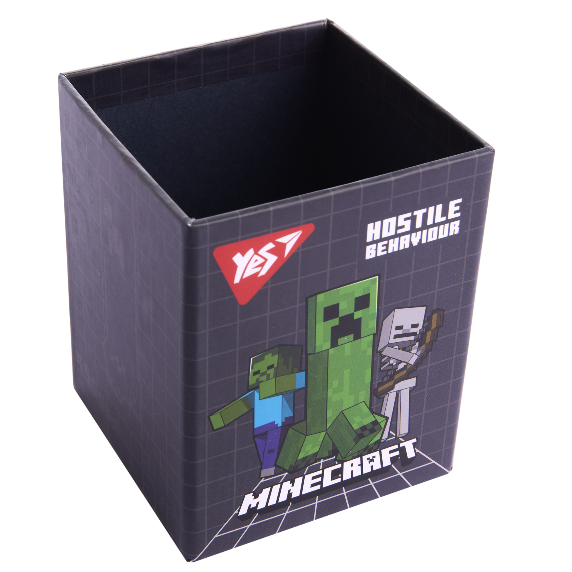 Стакан для письмового приладдя Yes "Minecraft", картон, сірий, 708332 1