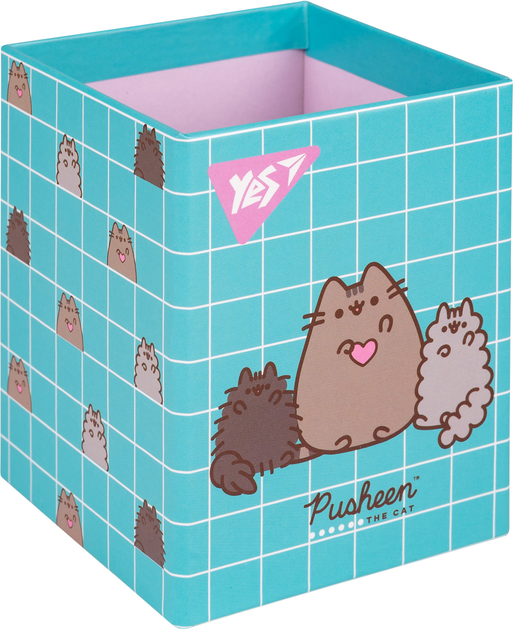 Стакан для письмового приладдя Yes "Pusheen", картон, блакитний, 708333