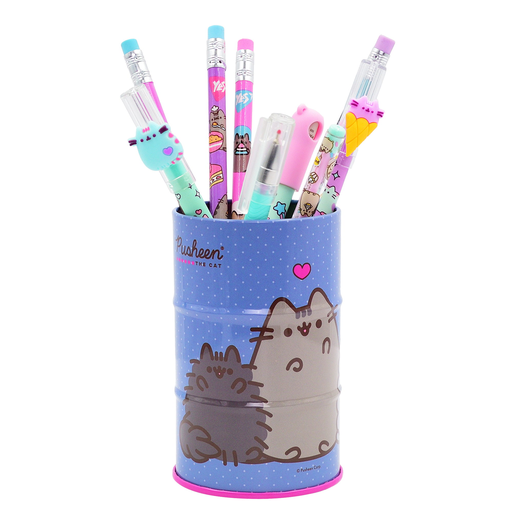 Стакан-підставка бочка Yes "Pusheen" метал, блакитний, 708377 2
