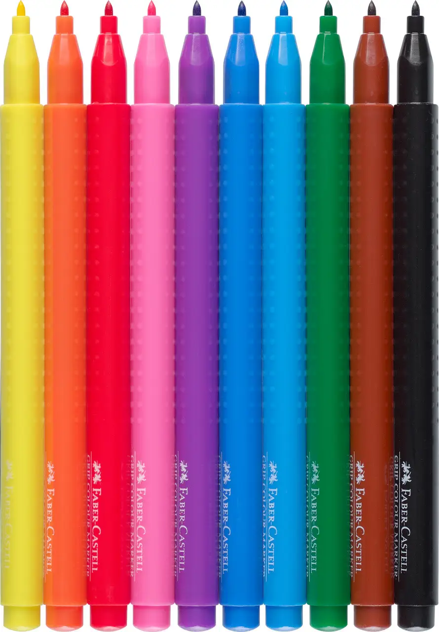 Фломастеры 10 цв. Grip трёхгранные в пластиковом футляре, 155310 Faber-Castell 3