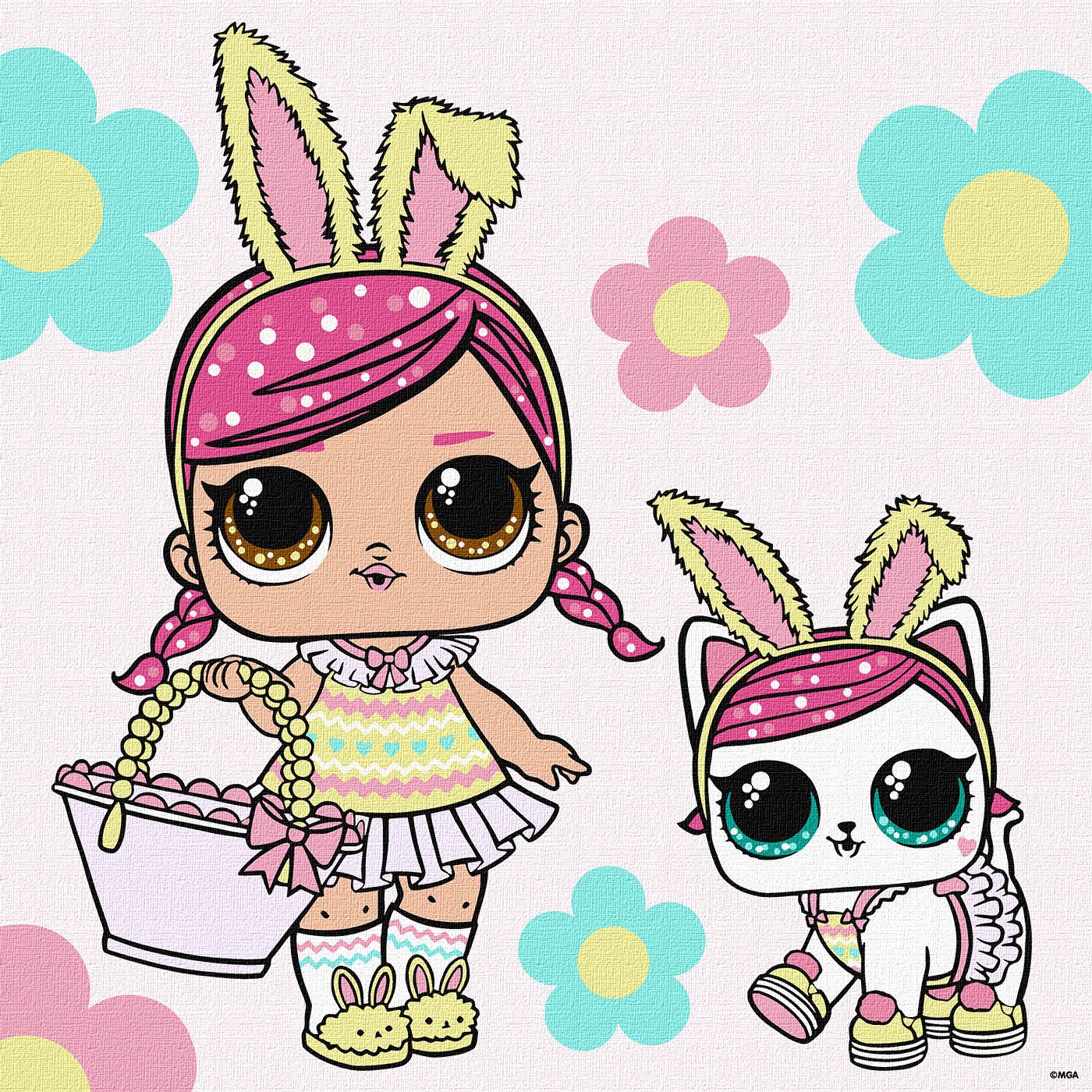 Набір для розпису по номерах "L.O.L. Surprise! Spring Bling Hops with Kittea" 40*40 см, KHO1102, ТМ "Ideyka"