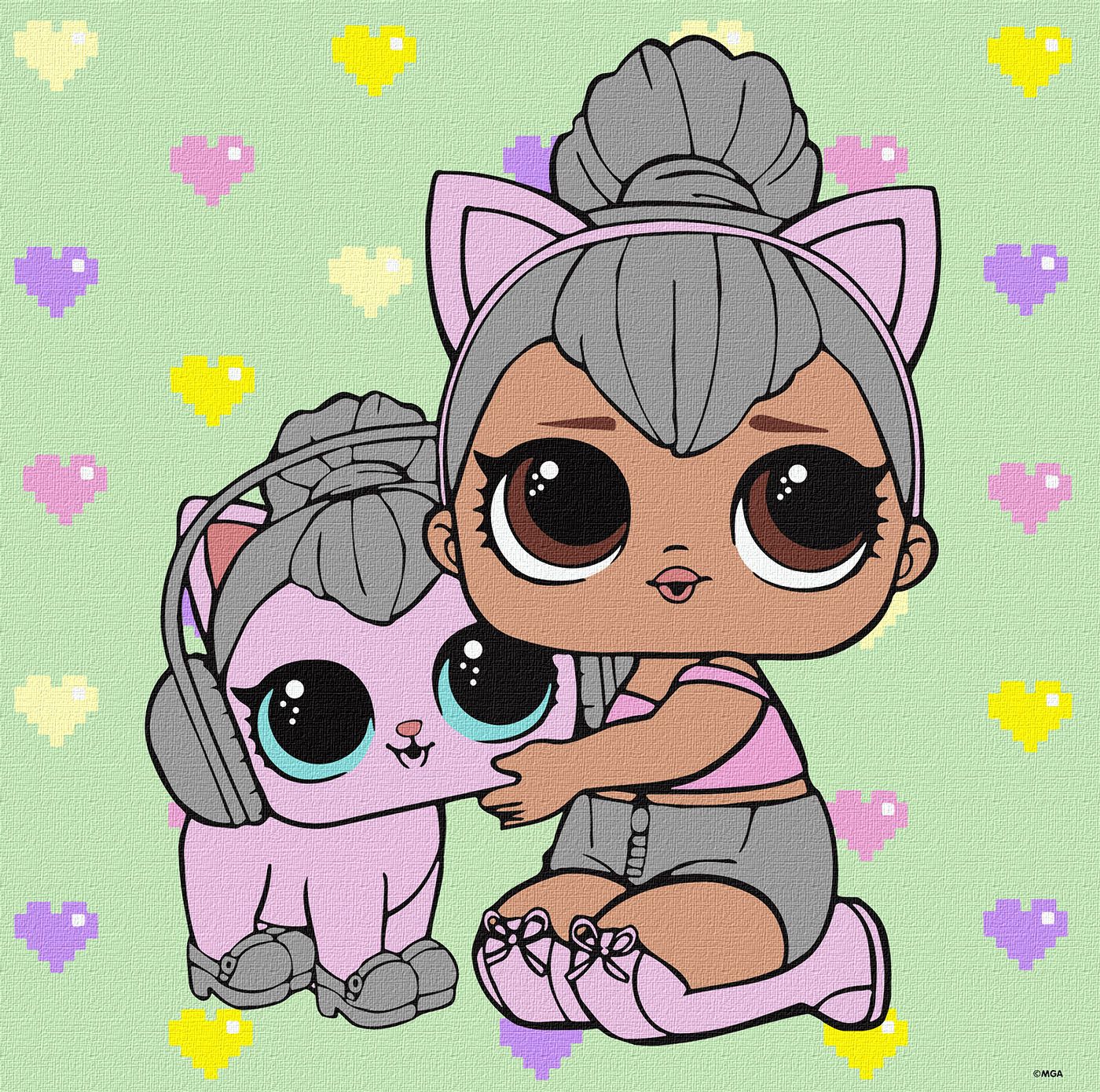 Набір для розпису по номерах "L.O.L. Surprise! TroopSurprise Kitty Queen With Kitty Kitty" 40*40 см, KHO6290, ТМ "Ideyka"