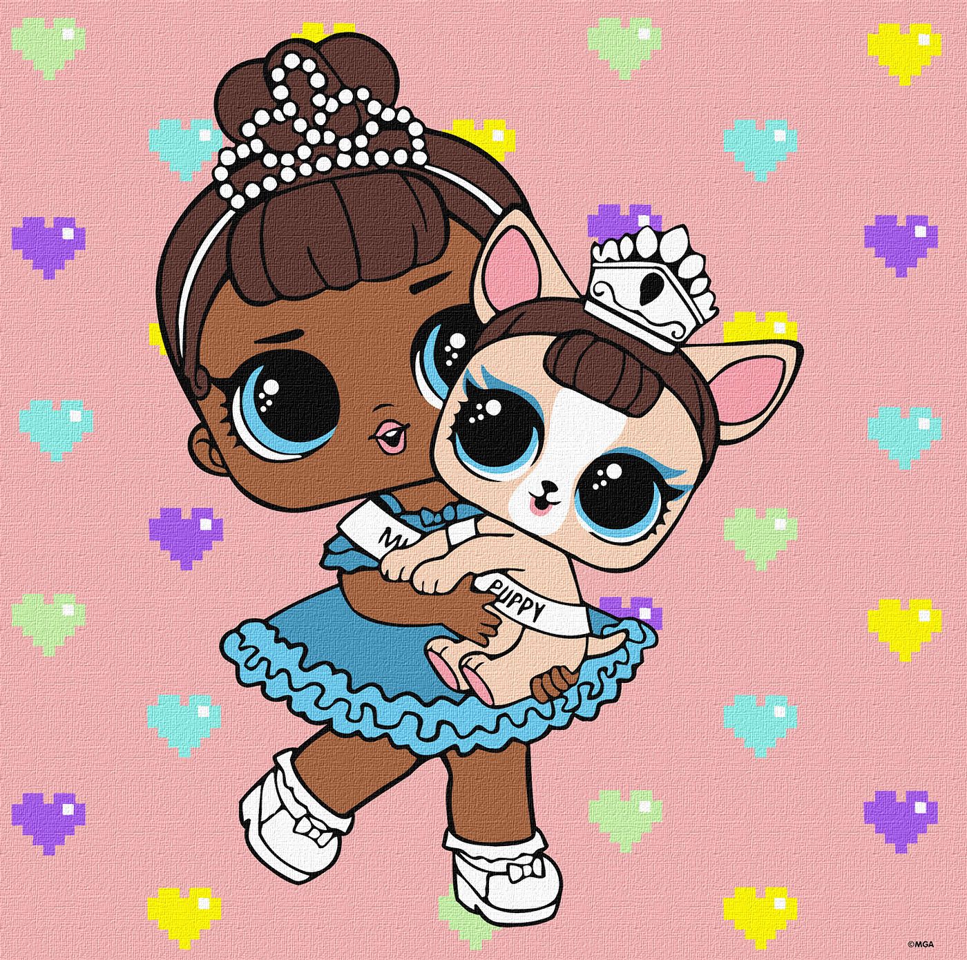 Набір для розпису по номерах "L.O.L. Surprise! TroopSurprise Miss Baby With Miss Puppy" 40*40 см, KHO6291, ТМ "Ideyka"