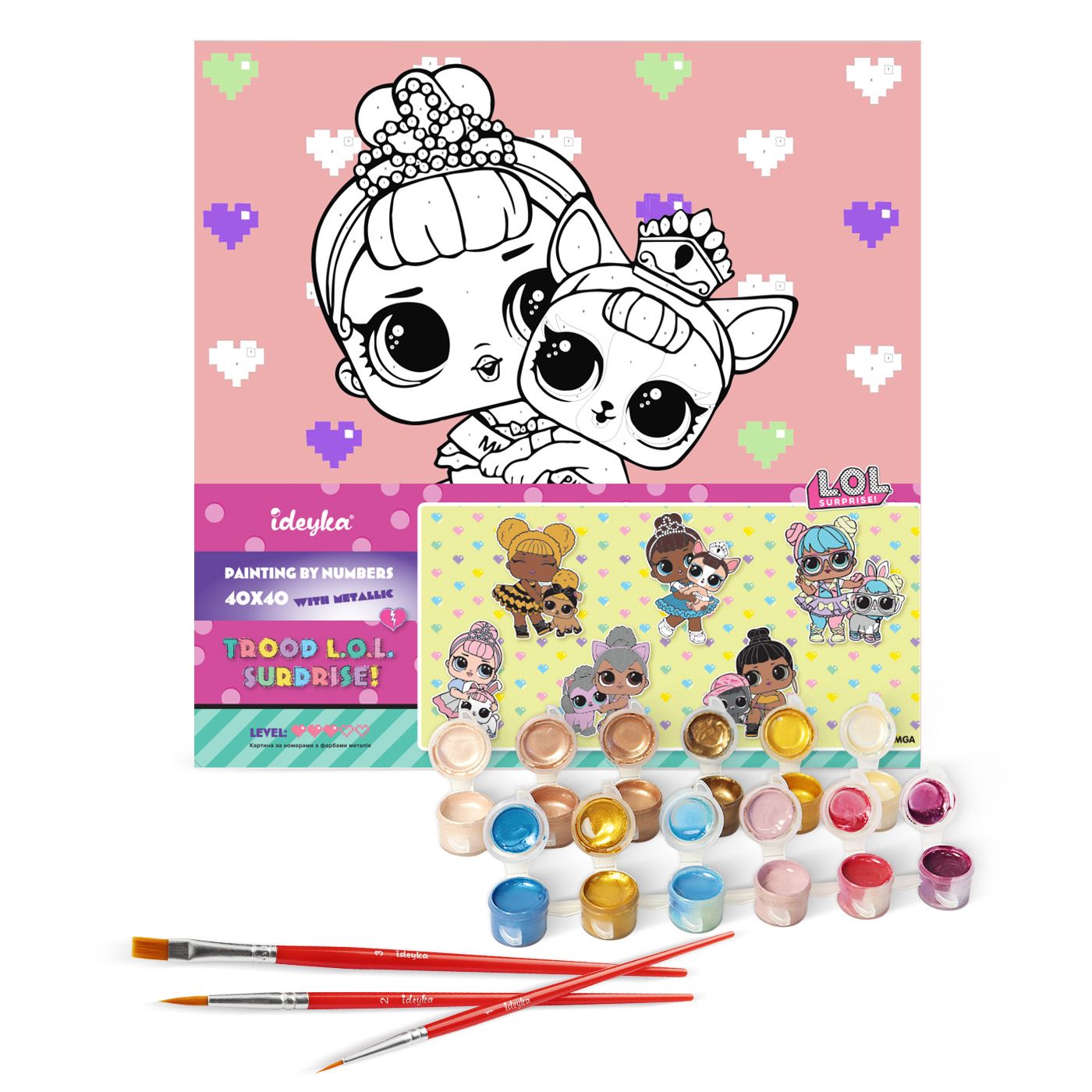 Набір для розпису по номерах "L.O.L. Surprise! TroopSurprise Miss Baby With Miss Puppy" 40*40 см, KHO6291, ТМ "Ideyka" 1