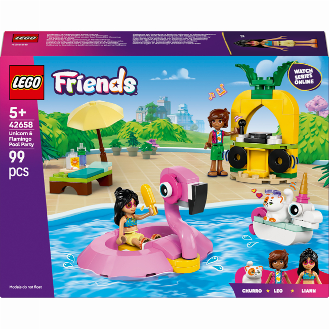 Конструктор Lego Friends "Вечерка единорога и фламинго у бассейна", 42658