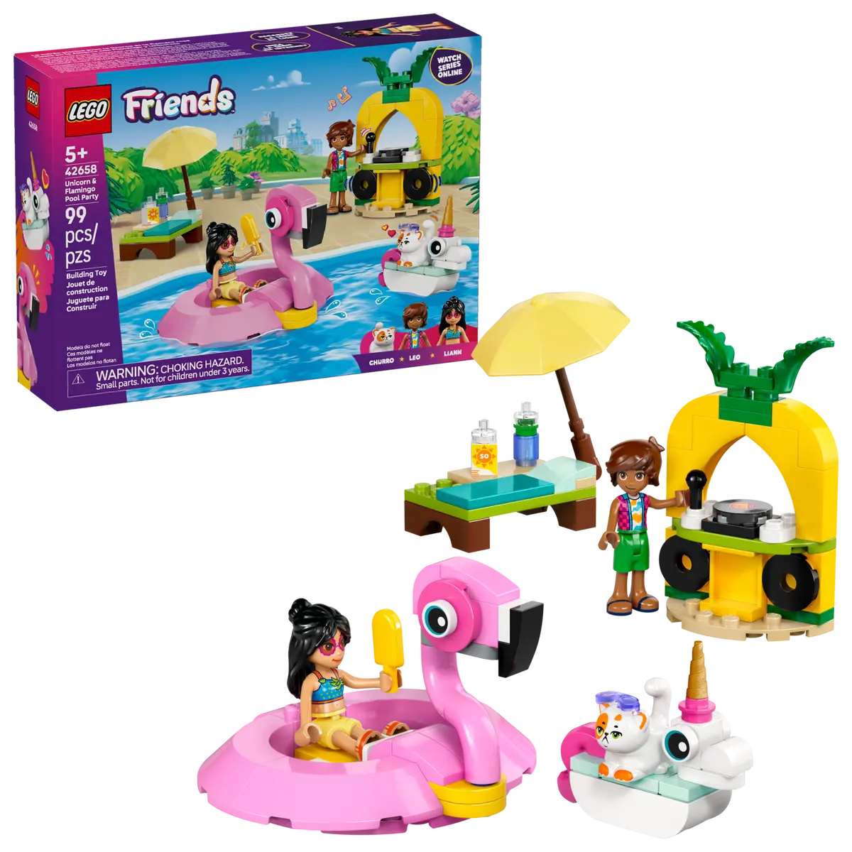 Конструктор Lego Friends "Вечерка единорога и фламинго у бассейна", 42658 1