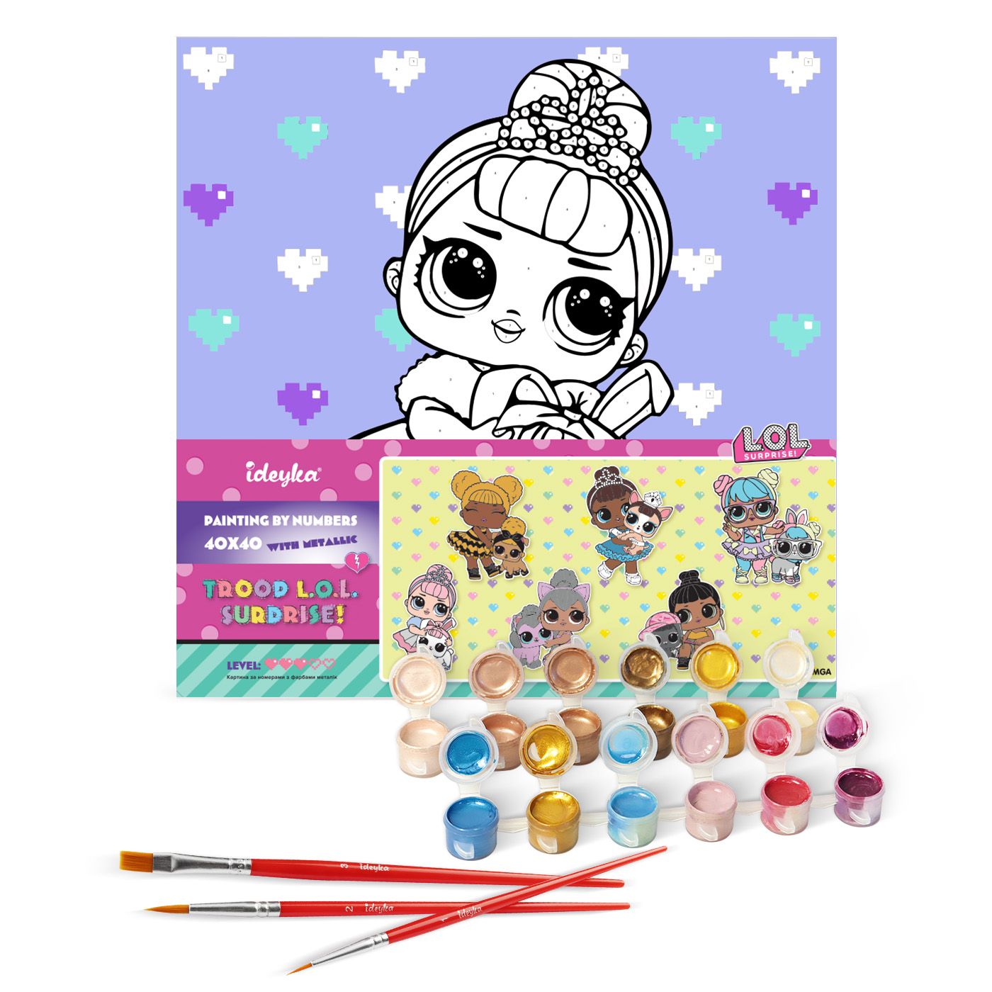 Набір для розпису по номерах "L.O.L. Surprise! TroopSurprise Crystal Queen With Crystal Bunny" 40*40 см, KHO6289, ТМ "Ideyka" 1