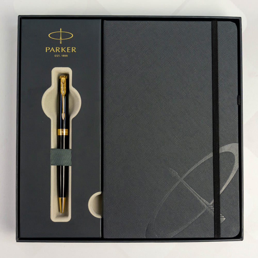 Ручка шарик. Sonnet 17 Black Lacquer позол. + блокнот Parker + подар.упак. 86 032b24 2