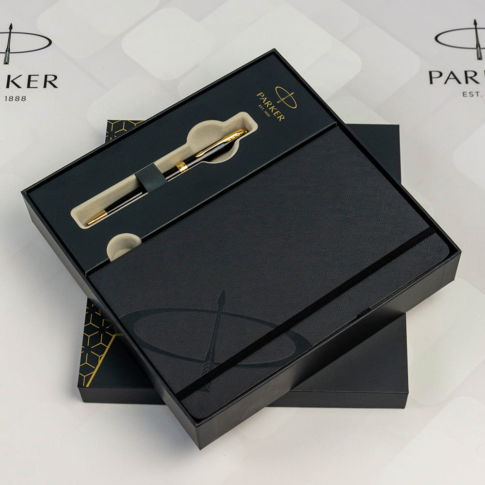 Ручка шарик. Sonnet 17 Black Lacquer позол. + блокнот Parker + подар.упак. 86 032b24 3