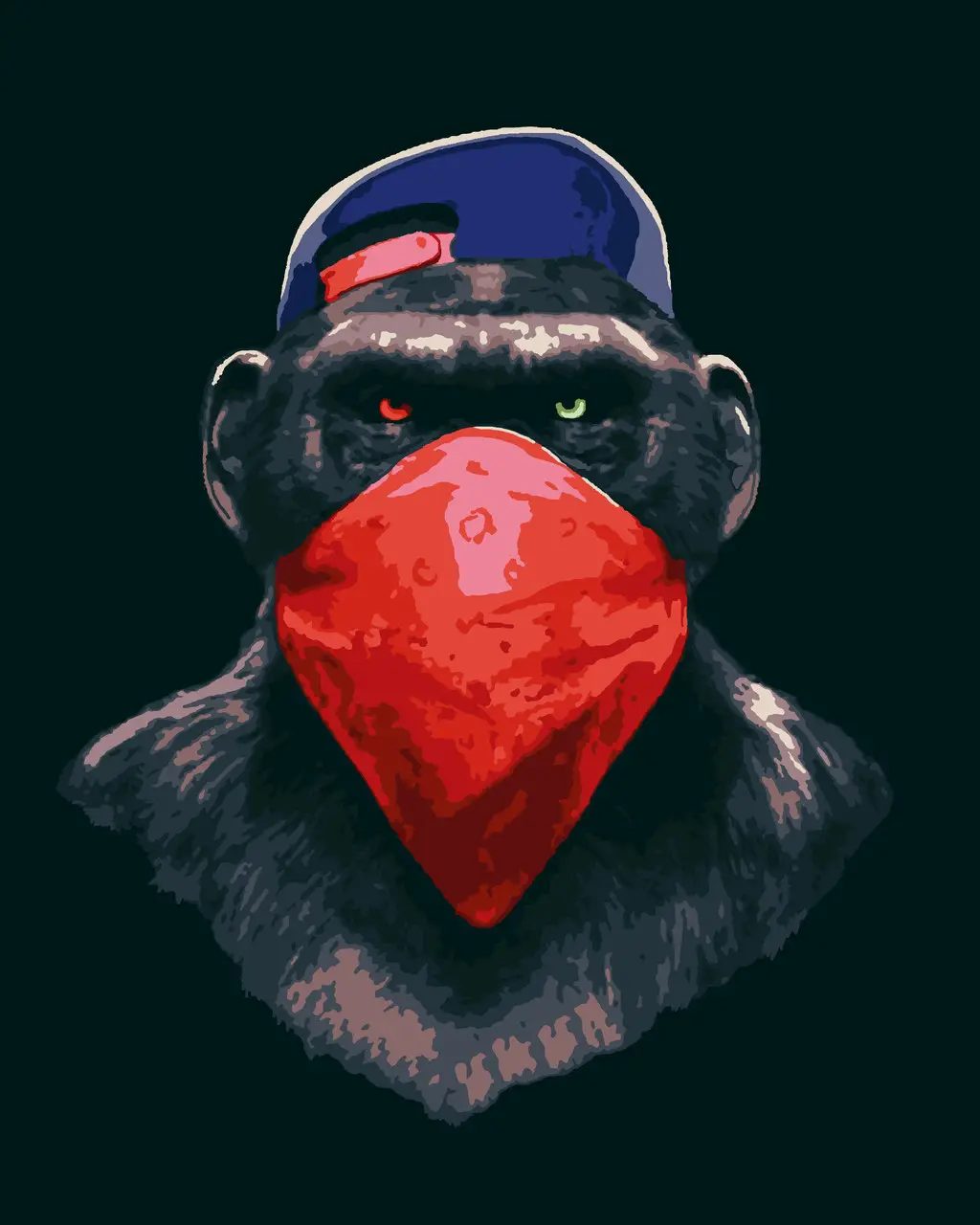Картина по номерам "Gangster Monkey №1" 40*50 см, черное полотно, ТМ "RIVIERA BLANCA"