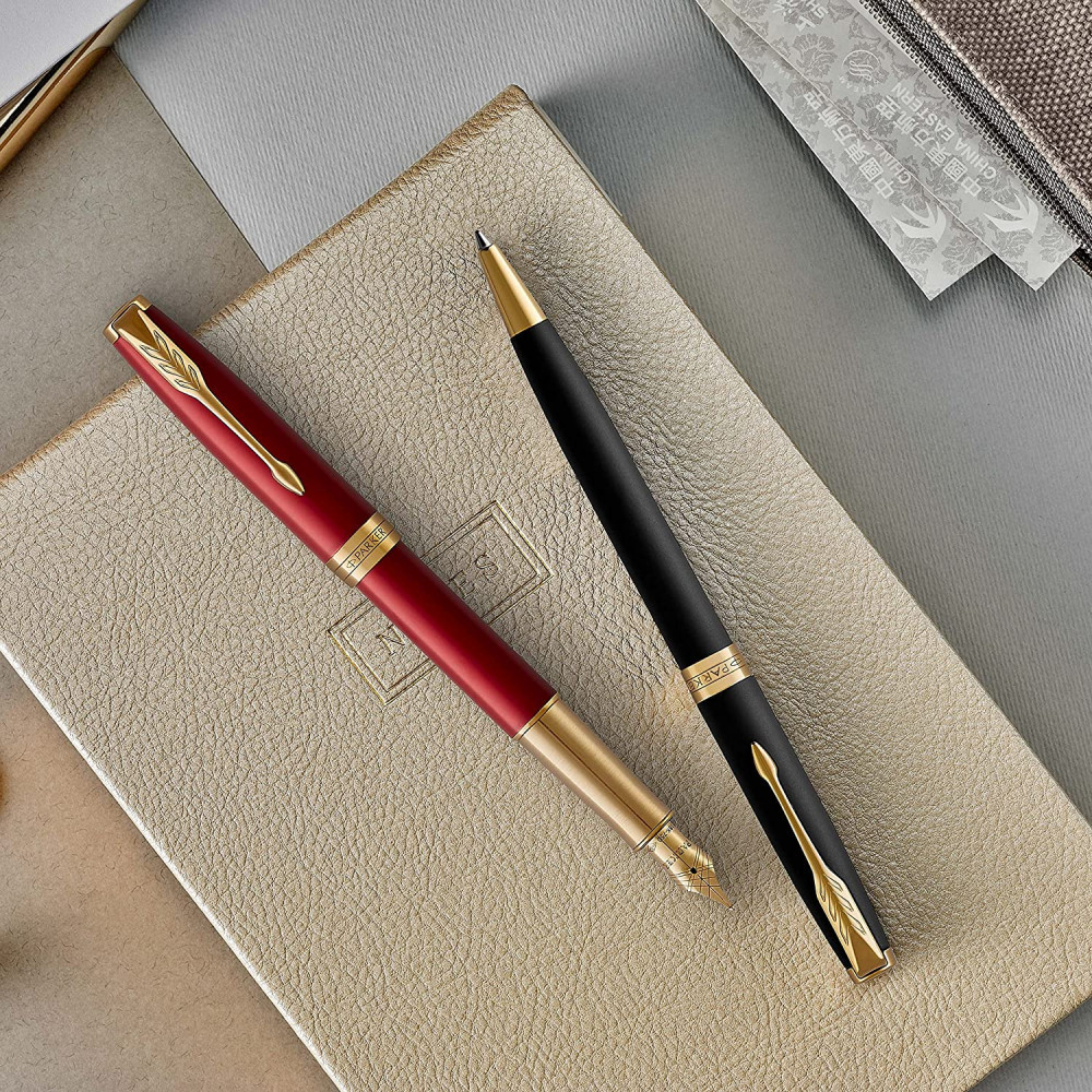 Ручка пулька. Sonnet 17 Matte Black Lacquer позол.  + блокнот Parker + подар.упак. 84 832b24 2