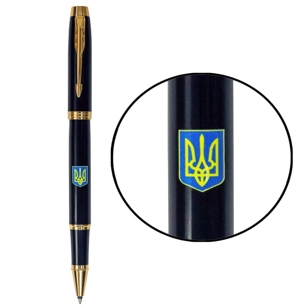 Ручка-ролер IM Ukraine Black позол. ролл. Герб Украины син-желт. Parker, 22022_T0076u