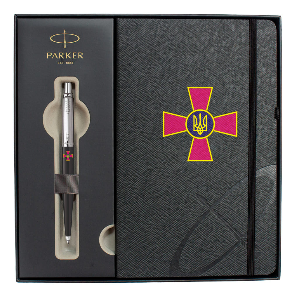 Ручка Parker Jotter Originals Army Black кул. Эмбл. ВСУ + блокнот Parker + подар.упак., 15632b24_W0010u 2