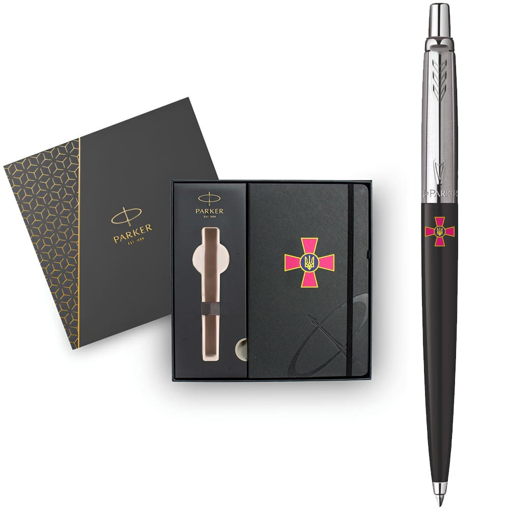 Ручка Parker Jotter Originals Army Black кул. Эмбл. ВСУ + блокнот Parker + подар.упак., 15632b24_W0010u