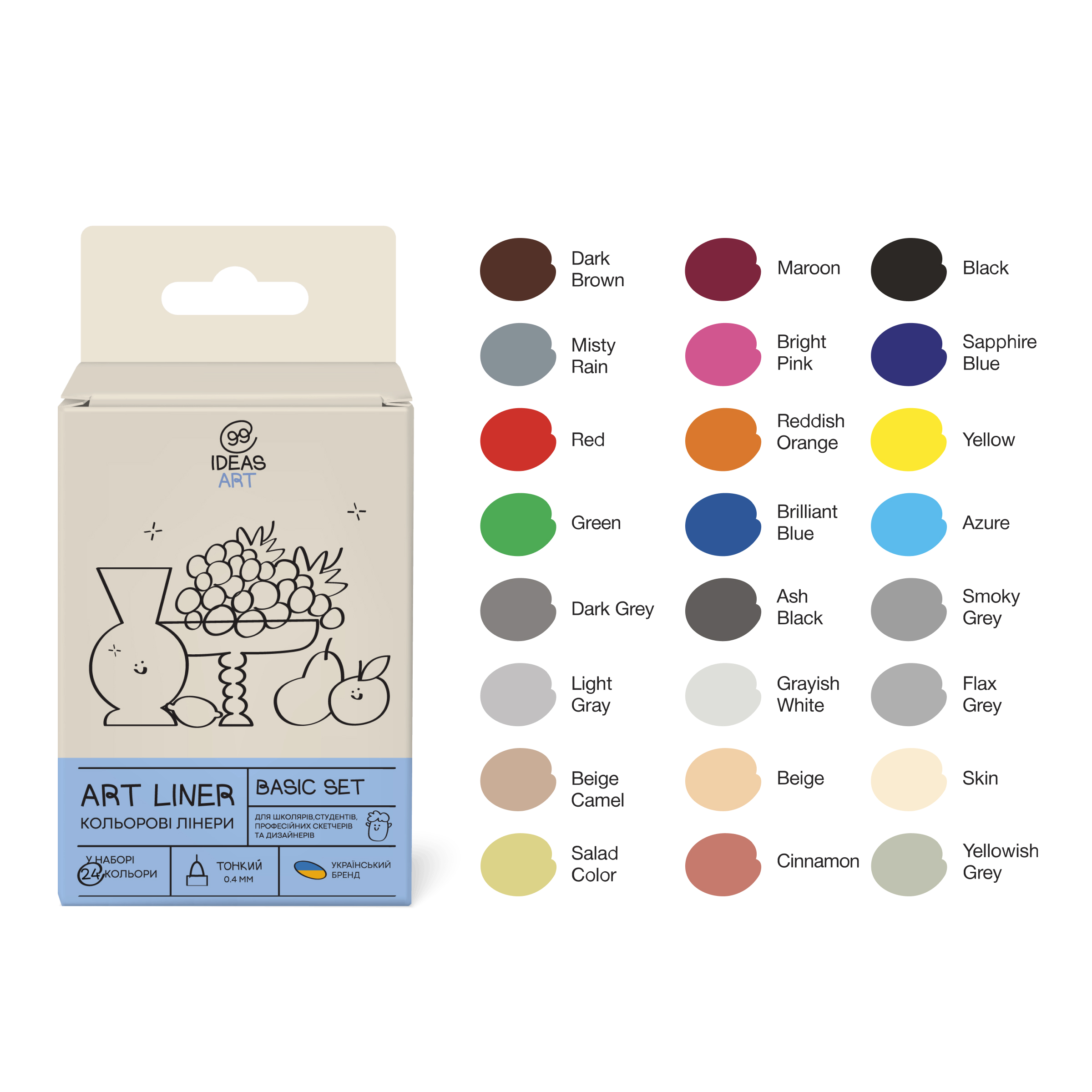 Набір кольорових лінерів, 24 кол., 24 set Basic set,IDEA10-AL24BASIC, 99IDEAS