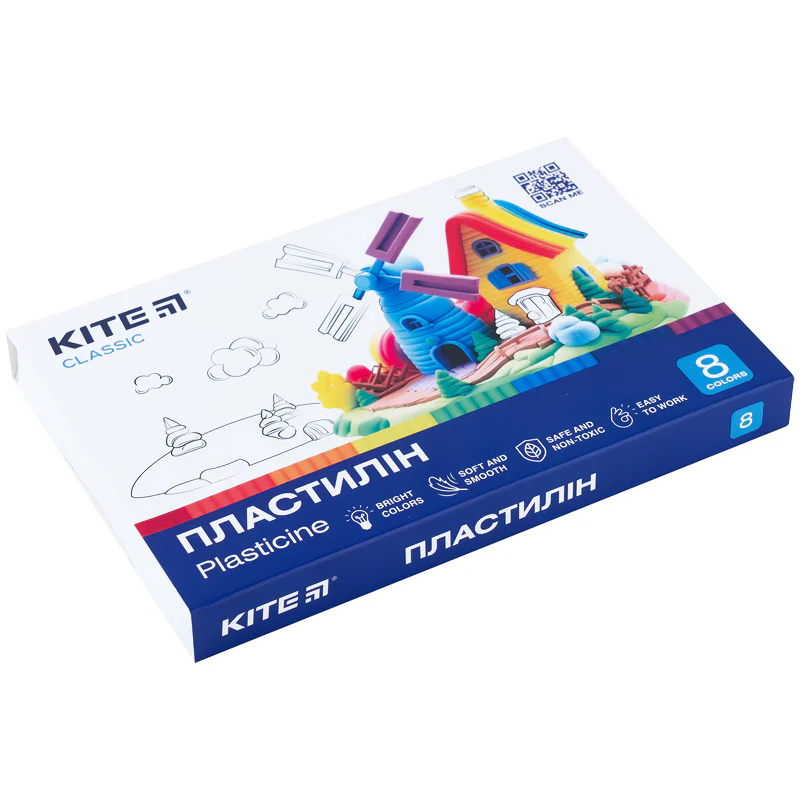 Пластилин, 8 цветов, 160 г. Kite Classic, K-082 1
