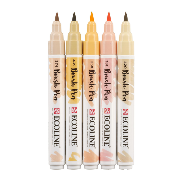 Набір пензлів-ручок Ecoline Brushpen Beige Pink, 5 шт, Royal Talens