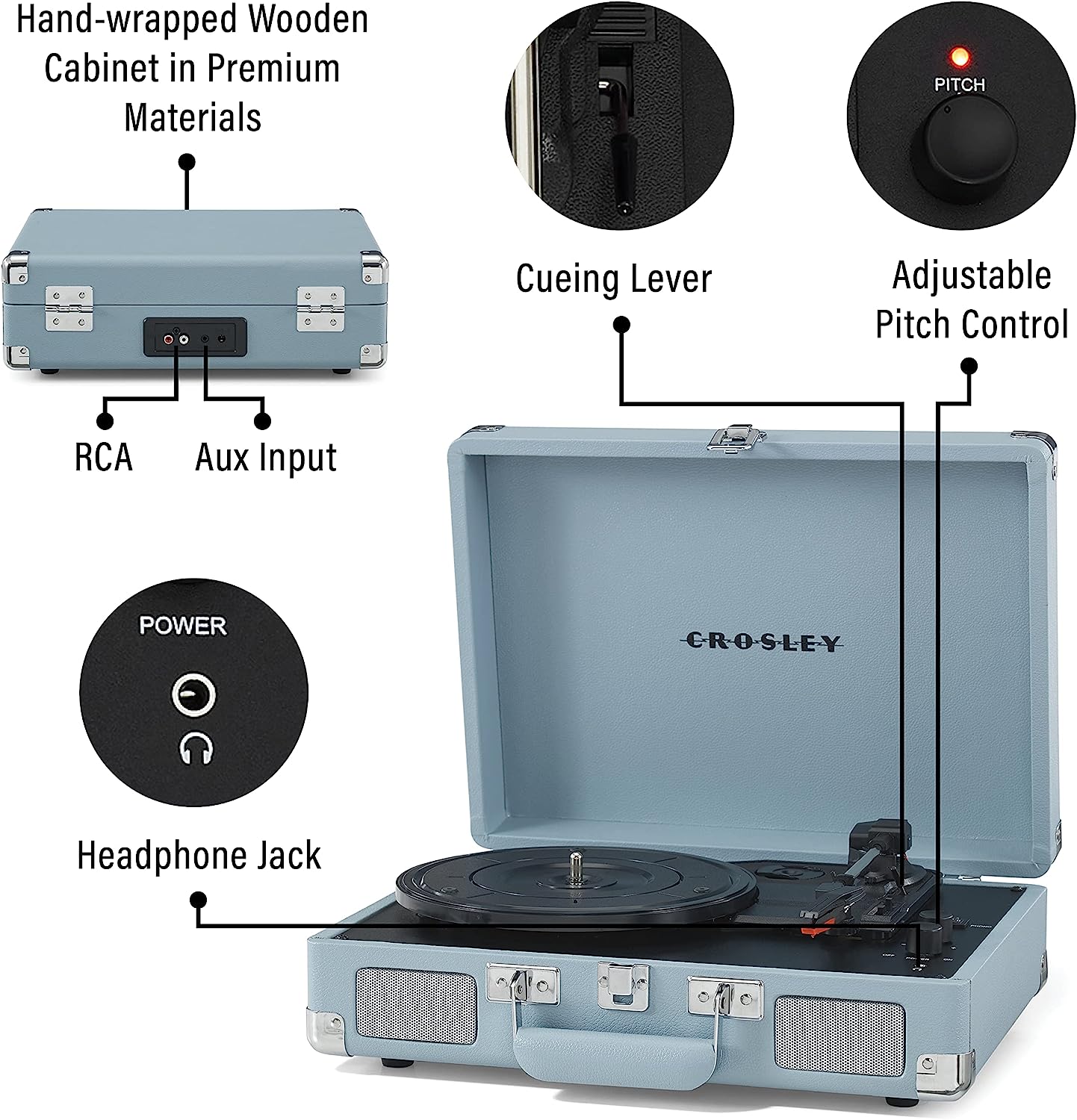Вініловий програвач Crosley Cruiser Deluxe Tourmaline 8
