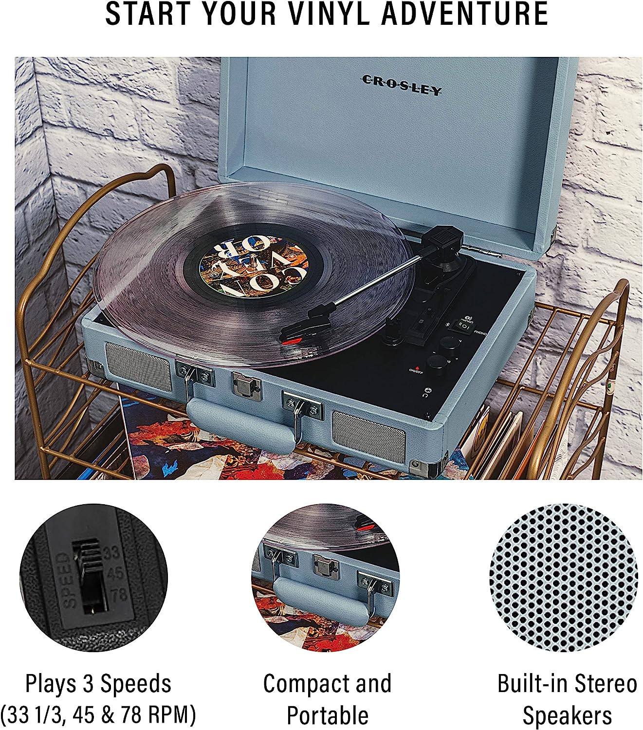 Вініловий програвач Crosley Cruiser Deluxe Tourmaline 9