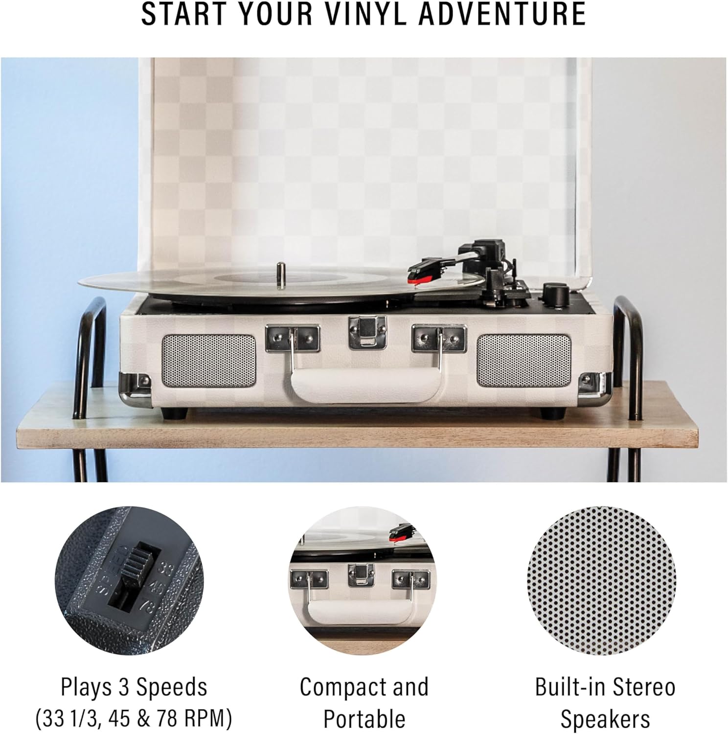 Виниловый проигрыватель Crosley Cruiser Deluxe Almond Checkerboard 9
