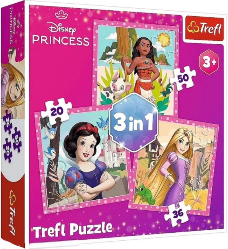 Пазл "3 в 1" - Чарівні квіти. Disney Princess, Trefl, 34875