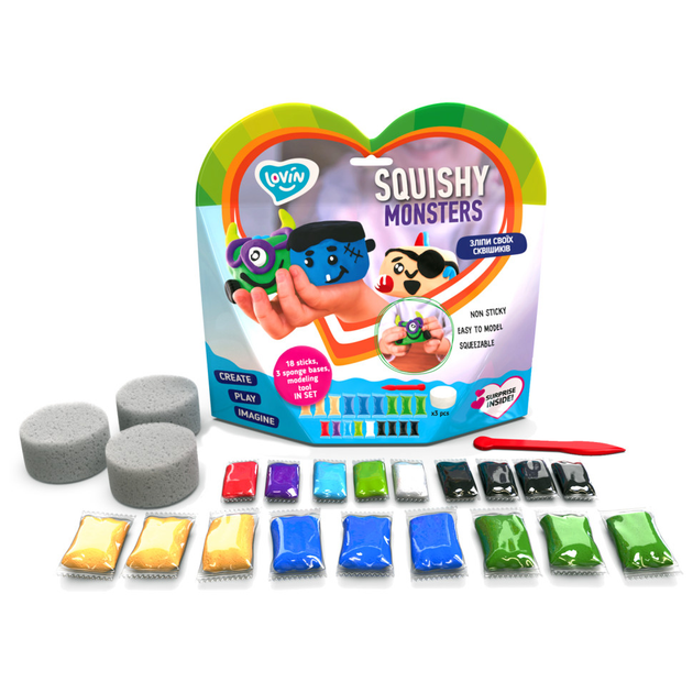 Набор для лепки с воздушным пластилином "Squishy Monsters" ТМ Lovin, 70130 1